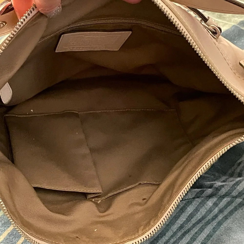 Coach Cream Pebbled Leather Hobo Handbag